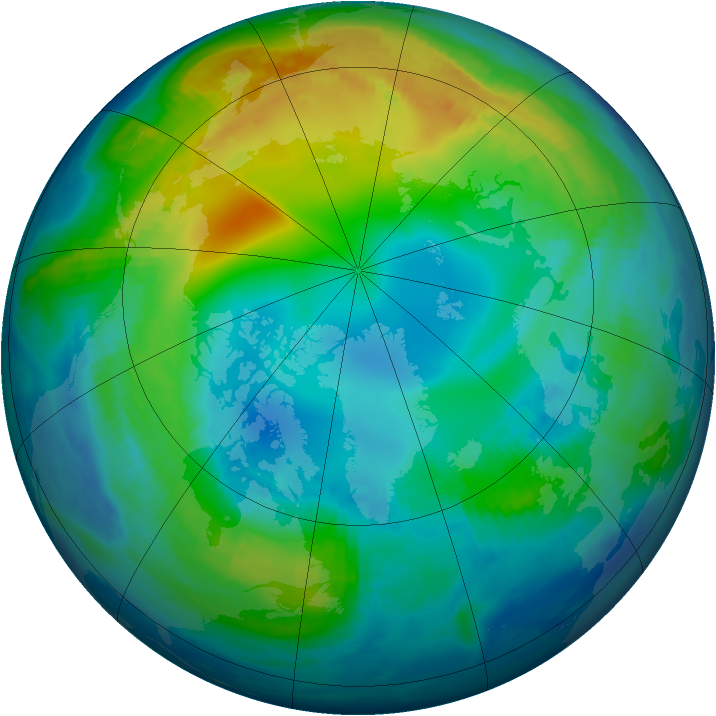 Arctic ozone map for 13 November 1998